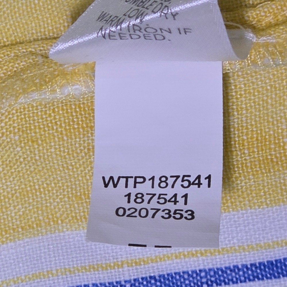 J. Jill Love Linen Tunic M Yellow Blue Stripe Coastal Mediterranean Popover - Picture 12 of 13